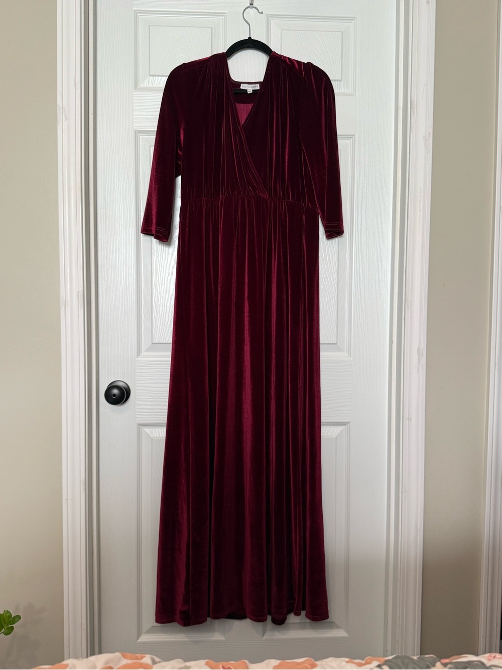 Baltic Born Burgundy Velvet Wrap Maxi Dress